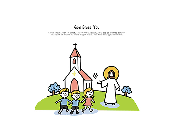 전신 나무 여자 남자 기독교 어린이 십자가 일러스트 소녀 소년 초원 여러명 성인 교회 걷기 손잡기 예수 후광 국내일러스트 AI파일 식물 종교 다수 종교건축 모션 사람 건물 빛 신_종교 파일형식 벡터