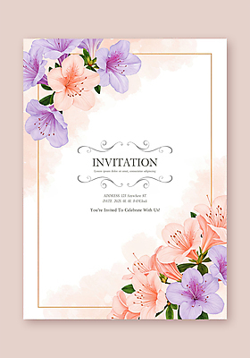 PSD 템플릿 분홍색 잎 카드템플릿 수채화 사각프레임 사람없음 진달래 초대장 카피스페이스 이미지템플릿 식물 꽃 컬러 카드_감사 프레임 사각형 공백 파일형식