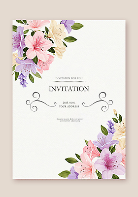 PSD 템플릿 분홍색 잎 카드템플릿 수채화 사람없음 진달래 초대장 카피스페이스 이미지템플릿 식물 꽃 컬러 카드_감사 공백 파일형식