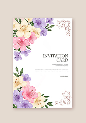 PSD 템플릿 분홍색 잎 카드템플릿 수채화 사람없음 진달래 초대장 카피스페이스 이미지템플릿 식물 꽃 컬러 카드_감사 공백 파일형식