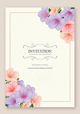 PSD 템플릿 분홍색 잎 카드템플릿 수채화 사각프레임 사람없음 진달래 초대장 카피스페이스 이미지템플릿 식물 꽃 컬러 카드_감사 프레임 사각형 공백 파일형식