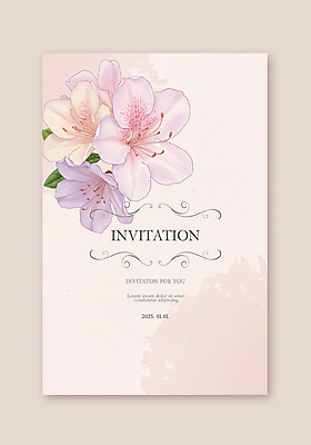 PSD 템플릿 분홍색 잎 카드템플릿 수채화 사각프레임 사람없음 진달래 초대장 카피스페이스 이미지템플릿 식물 꽃 컬러 카드_감사 프레임 사각형 공백 파일형식