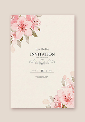 PSD 템플릿 분홍색 잎 카드템플릿 수채화 사람없음 진달래 초대장 카피스페이스 이미지템플릿 식물 꽃 컬러 카드_감사 공백 파일형식