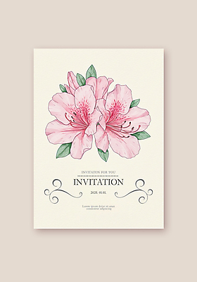 PSD 템플릿 분홍색 잎 카드템플릿 수채화 사람없음 진달래 초대장 카피스페이스 이미지템플릿 식물 꽃 컬러 카드_감사 공백 파일형식