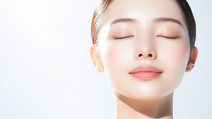 JPG 편집이미지 여자 얼굴 한명 미소 성인 빛 눈감음 피부 피부관리 광택 의료성형뷰티 성인여자한명만 편집실사 AI인물포토 AI콘텐츠 1 모션 표정 사람 신체부위 뷰티 CG 여자한명만 성인여자만 파일형식 AI포토