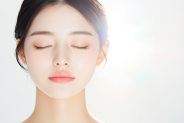 JPG 편집이미지 여자 얼굴 한명 미소 성인 빛 눈감음 피부 피부관리 광택 의료성형뷰티 성인여자한명만 편집실사 AI인물포토 AI콘텐츠 1 모션 표정 사람 신체부위 뷰티 CG 여자한명만 성인여자만 파일형식 AI포토