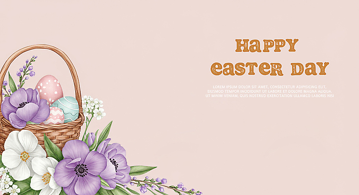 PSD 꽃 기독교 분홍색 잎 일러스트 수채화 사람없음 바구니 부활절계란 국내일러스트 식물 종교 컬러 부활절 계란 파일형식