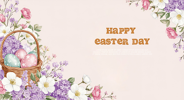 PSD 꽃 기독교 분홍색 잎 일러스트 수채화 사람없음 바구니 부활절계란 국내일러스트 식물 종교 컬러 부활절 계란 파일형식