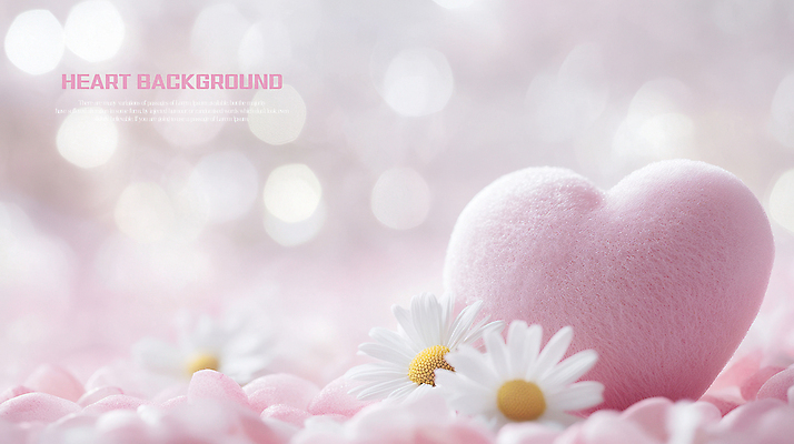 PSD 편집이미지 분홍색 사람없음 빛 데이지 보케 하트쿠션 부드러움 이미지편집 꽃 컬러 쿠션 하트 감각 파일형식