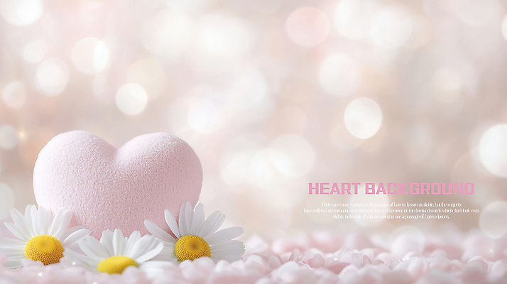 PSD 편집이미지 분홍색 사람없음 빛 데이지 보케 하트쿠션 부드러움 이미지편집 꽃 컬러 쿠션 하트 감각 파일형식