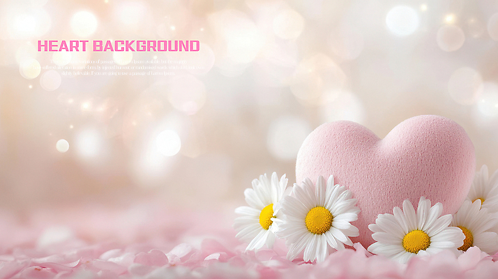 PSD 편집이미지 분홍색 사람없음 빛 데이지 보케 하트쿠션 부드러움 이미지편집 꽃 컬러 쿠션 하트 감각 파일형식