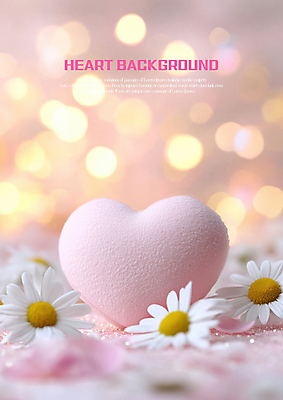 PSD 편집이미지 분홍색 사람없음 빛 데이지 보케 하트쿠션 부드러움 이미지편집 꽃 컬러 쿠션 하트 감각 파일형식