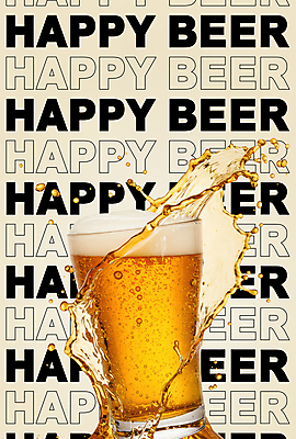 PSD 편집이미지 행복 맥주 타이포그라피 사람없음 주황색 거품 맥주잔 베이지색 스플래쉬 청량 이미지편집 문자 감정 컬러 술잔 주류 파일형식