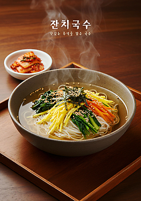 PSD 편집이미지 그릇 접시 김치 쟁반 사람없음 당근 면류 연기 김 수증기 깨 시금치 애호박 지단 김가루 나무탁자 잔치국수 이미지편집 식기 한식 음식 채소 식재료 탁자 호박 뿌리채소 고명 조미료 해조류 김_해조류 가루 국수 파일형식