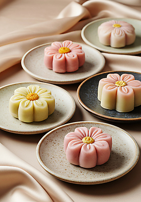 JPG 편집이미지 접시 사람없음 전통음식 천 다과 화과자 일본음식 플레이팅 편집실사 AI포토 AI콘텐츠 전통 식기 음식 디저트 과자 직물 상차림 CG 파일형식