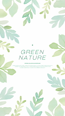 PSD 잎 일러스트 수채화 프레임 사람없음 초록색 카피스페이스 국내일러스트 식물 컬러 공백 파일형식