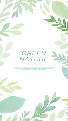 PSD 잎 일러스트 수채화 프레임 사람없음 초록색 카피스페이스 국내일러스트 식물 컬러 공백 파일형식