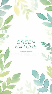 PSD 잎 일러스트 수채화 프레임 사람없음 초록색 카피스페이스 국내일러스트 식물 컬러 공백 파일형식