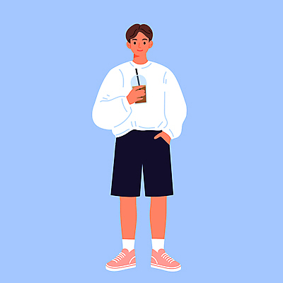 전신 패션 남자 여유 커피 하늘색 일러스트 한명 미소 들기 성인 캐주얼 주머니손 봄옷 테이크아웃컵 스타일 성인남자한명만 일러캐릭터 AI파일 캐릭터 1 옷 감정 음료 모션 표정 사람 컵 파란색 봄 남자한명만 성인남자만 파일형식 벡터
