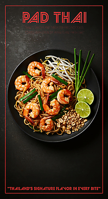 PSD 편집이미지 그릇 새우 요리 사람없음 식사 고명 고수 매움 라임 파 볶음국수 숙주 태국음식 팟타이 이미지편집 식기 채소 과일 갑각류 맛 향신료 국수 동양음식 파일형식