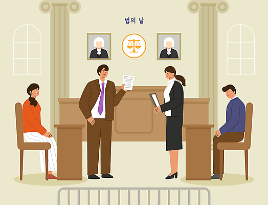 전신 PSD 여자 남자 액자 의자 일러스트 서기 들기 앉기 여러명 성인 눈물 법 법원 단상 변호사 원고 제헌절 피고 성인만 법의날 국내일러스트 직업 감정 가구 다수 모션 사람 국경일 재판 파일형식 법정기념일