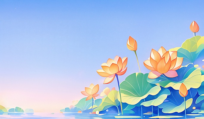 JPG 백그라운드 불교 일러스트 자연 하늘 연꽃 사람없음 봄 부처님오신날 연못 수면 연잎 국내일러스트 AI일러스트 AI콘텐츠 계절 기념일 꽃 종교 잎 물 생태계 파일형식