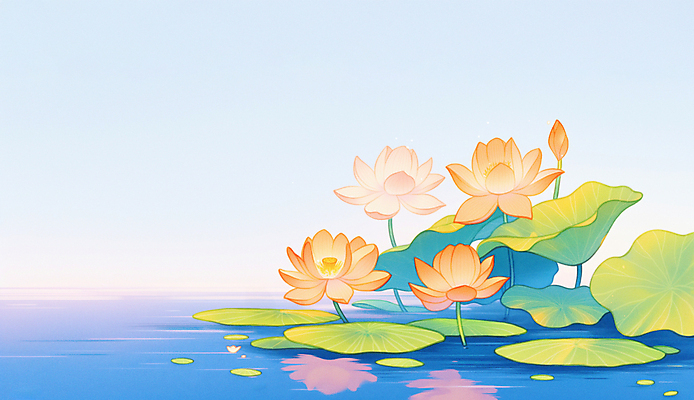 JPG 백그라운드 불교 일러스트 자연 하늘 연꽃 사람없음 반사 봄 부처님오신날 연못 수면 연잎 국내일러스트 AI일러스트 AI콘텐츠 계절 기념일 꽃 종교 잎 물 생태계 파일형식