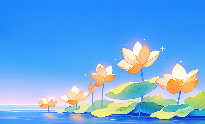 JPG 물결 백그라운드 불교 일러스트 자연 하늘 연꽃 사람없음 반짝임 봄 부처님오신날 연못 수면 연잎 국내일러스트 AI일러스트 AI콘텐츠 계절 기념일 꽃 종교 잎 모션 물 생태계 파일형식