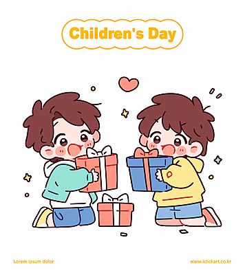전신 남자 행복 어린이 일러스트 웃음 들기 소년 두명 친구 선물상자 반짝임 하트 축하 무릎꿇기 어린이날 소년만 일러캐릭터 AI파일 모양 캐릭터 기념일 감정 컨셉 관계 모션 표정 선물 사람 상자 남자만 어린이만 파일형식 벡터