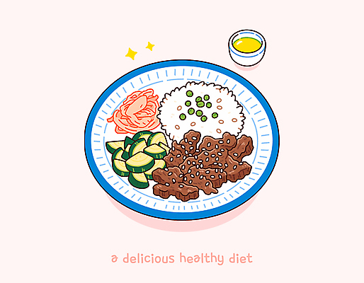 접시 분홍색 다이어트 일러스트 밥 반찬 육류 요리 사람없음 반짝임 귀여움 두부 종지 식단 애호박 고기구이 맛있는 국내일러스트 AI파일 그릇 식기 음식 컬러 컨셉 식재료 모션 호박 건강 구이 파일형식 벡터