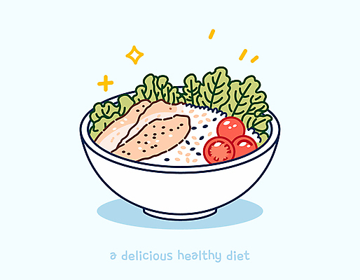 그릇 하늘색 다이어트 일러스트 방울토마토 밥 요리 사람없음 반짝임 귀여움 상추 식단 닭가슴살 맛있는 국내일러스트 AI파일 식기 음식 컨셉 토마토 채소 모션 건강 파란색 닭고기 파일형식 벡터