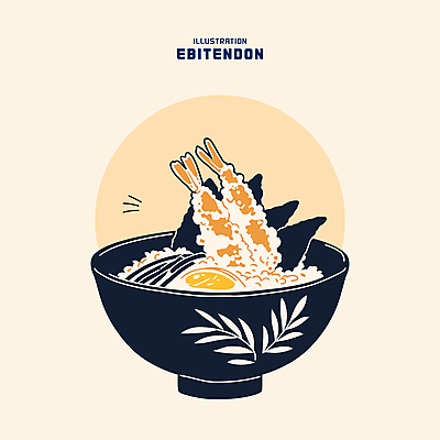 그릇 일러스트 밥 사람없음 식사 김 계란프라이 남색 새우튀김 살구색 새우튀김덮밥 텐동 맛있는 국내일러스트 AI파일 식기 음식 컬러 새우 튀김 해조류 계란요리 덮밥 일본음식 파일형식 벡터