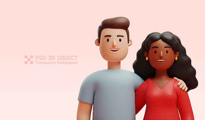PSD 편집이미지 부부 여자 남자 분홍색 가정 가족 어깨동무 3D캐릭터 미소 상반신 성인 두명 3D 다문화 다인종 감싸기 국제결혼 성인만 어깨에손 편집3D 캐릭터 커플 컬러 포즈 결혼 관계 모션 표정 사람 인종 사회이슈 디지털합성 파일형식