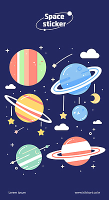별 스티커 일러스트 사람없음 세트 컬러풀 행성 달 유성 태양계 모빌 국내일러스트 AI파일 자연요소 컬러 우주 아기용품 파일형식 벡터