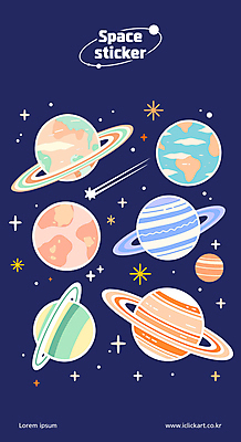 별 스티커 일러스트 사람없음 반짝임 세트 컬러풀 행성 유성 태양계 국내일러스트 AI파일 자연요소 컬러 모션 우주 파일형식 벡터