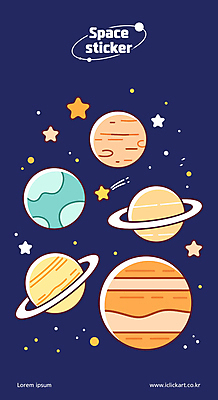 별 지구 스티커 일러스트 사람없음 세트 컬러풀 행성 유성 태양계 국내일러스트 AI파일 자연요소 컬러 우주 파일형식 벡터