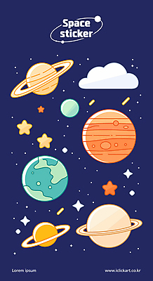 구름 별 지구 스티커 일러스트 사람없음 반짝임 세트 컬러풀 행성 태양계 국내일러스트 AI파일 자연요소 컬러 모션 우주 파일형식 벡터