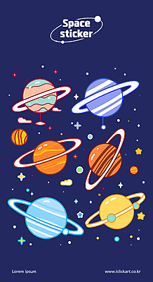 별 스티커 일러스트 사람없음 반짝임 세트 컬러풀 행성 태양계 국내일러스트 AI파일 자연요소 컬러 모션 우주 파일형식 벡터