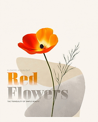 PSD 꽃 포스터 잎 한송이 일러스트 사람없음 봄 모던 베이지색 국내일러스트 식물 1 계절 컬러 송이 파일형식