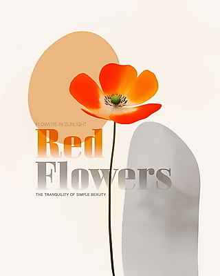 PSD 꽃 포스터 한송이 일러스트 사람없음 봄 모던 베이지색 국내일러스트 식물 1 계절 컬러 송이 파일형식