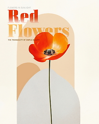 PSD 꽃 포스터 한송이 일러스트 사람없음 봄 모던 베이지색 국내일러스트 식물 1 계절 컬러 송이 파일형식