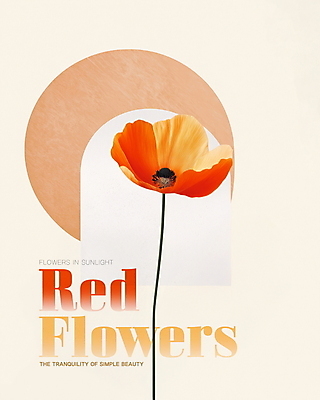 PSD 꽃 포스터 한송이 일러스트 사람없음 봄 모던 베이지색 국내일러스트 식물 1 계절 컬러 송이 파일형식