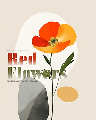 PSD 꽃 포스터 잎 한송이 일러스트 사람없음 봄 모던 베이지색 국내일러스트 식물 1 계절 컬러 송이 파일형식