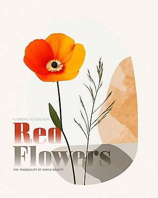 PSD 꽃 포스터 잎 한송이 일러스트 사람없음 봄 모던 베이지색 국내일러스트 식물 1 계절 컬러 송이 파일형식