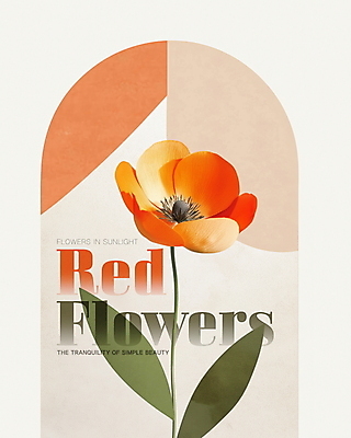 PSD 꽃 포스터 잎 한송이 일러스트 사람없음 봄 모던 베이지색 국내일러스트 식물 1 계절 컬러 송이 파일형식