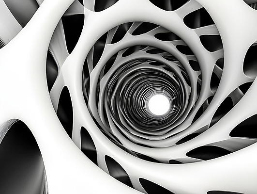 JPG 편집이미지 추상 흑백 나선형 사람없음 구멍 입체 통로 심플 스파이럴 편집실사 AI컴퓨터그래픽 AI콘텐츠 무늬 촬영기법 CG 파일형식