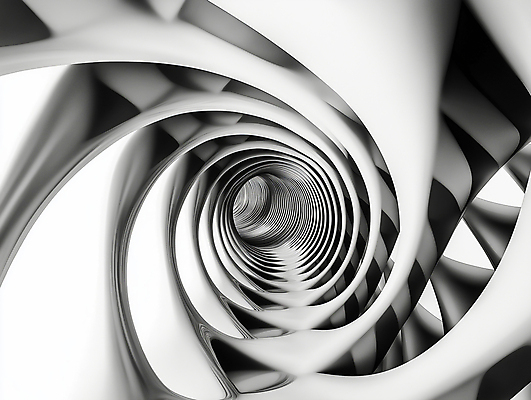 JPG 편집이미지 추상 흑백 나선형 사람없음 구멍 입체 통로 심플 스파이럴 편집실사 AI컴퓨터그래픽 AI콘텐츠 무늬 촬영기법 CG 파일형식