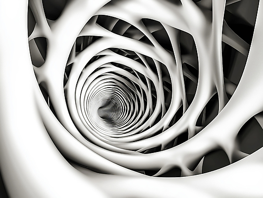 JPG 편집이미지 추상 흑백 나선형 사람없음 구멍 입체 통로 심플 스파이럴 편집실사 AI컴퓨터그래픽 AI콘텐츠 무늬 촬영기법 CG 파일형식