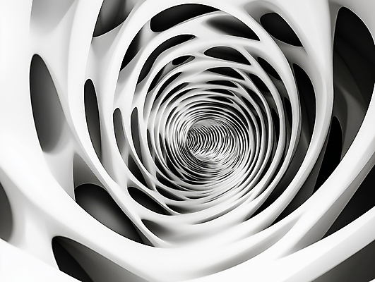 JPG 편집이미지 추상 흑백 나선형 사람없음 구멍 입체 통로 심플 스파이럴 편집실사 AI컴퓨터그래픽 AI콘텐츠 무늬 촬영기법 CG 파일형식