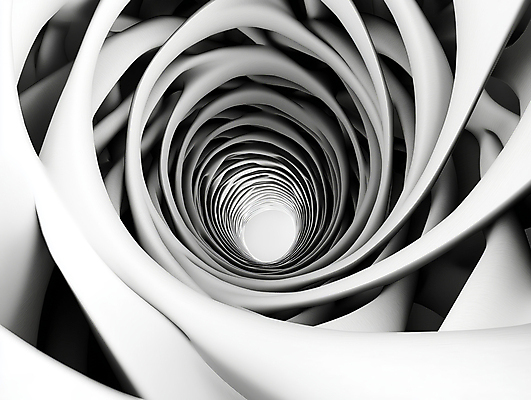 JPG 편집이미지 추상 흑백 나선형 사람없음 구멍 입체 통로 심플 스파이럴 편집실사 AI컴퓨터그래픽 AI콘텐츠 무늬 촬영기법 CG 파일형식